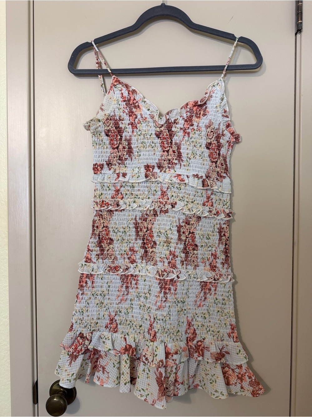 Zara Cream Mini Dress with Rust Floral Print